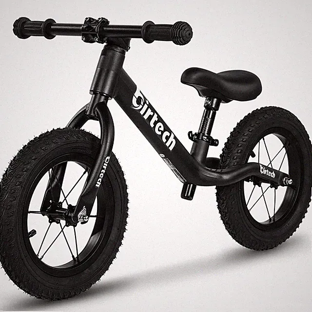 Balance Bike 12 Lightweight No Pedal Adjustable Seat Air Tires Black Birtech